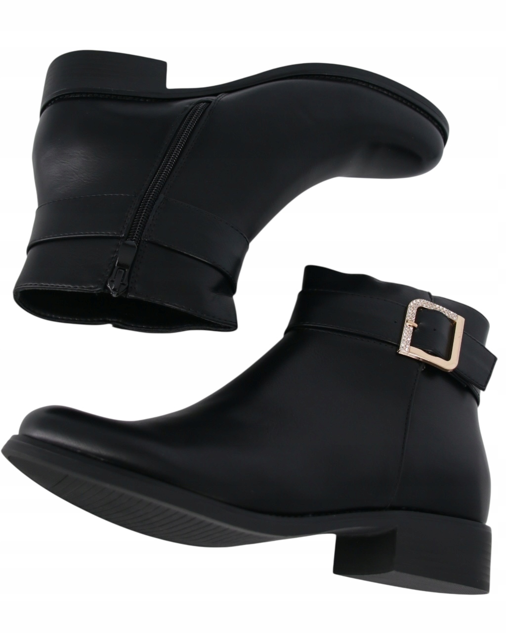 Kotníkové Boty Na Nízkém Podpatku 3,5 cm Velké Velikosti Dámské Boty Černé Pohodlné 44