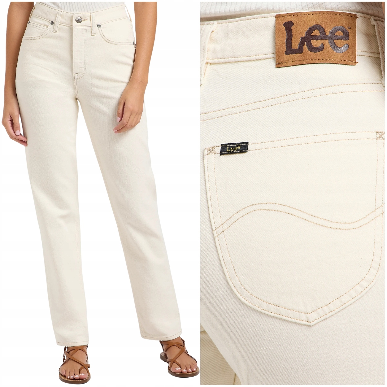 Lee Carol The Get Back proste białe damskie spodnie jeansowe 7/8 W28 L31