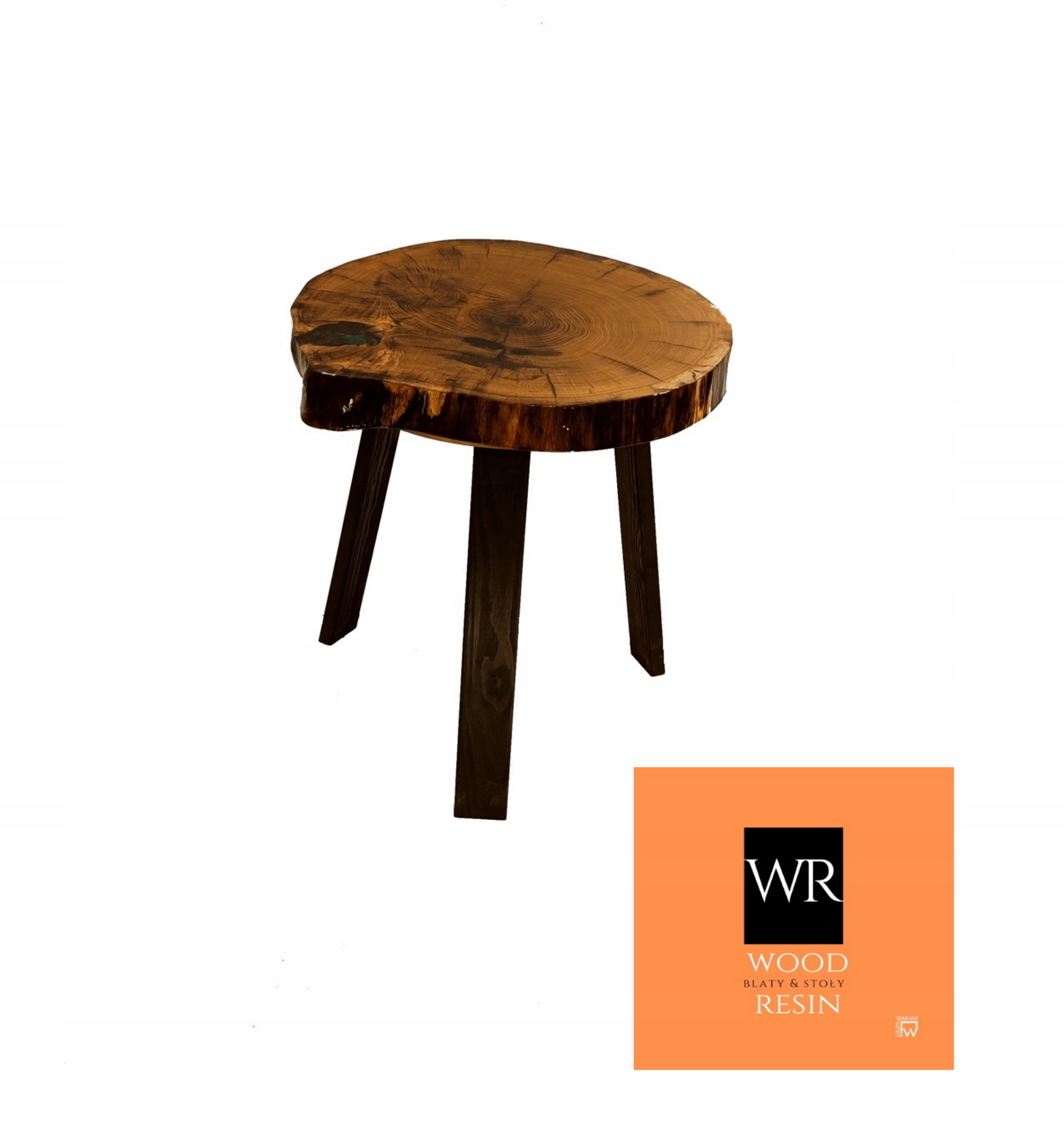 Stůl z epoxidové pryskyřice dřevěný konferenční stolek Unikát 090305 nohy 50cm