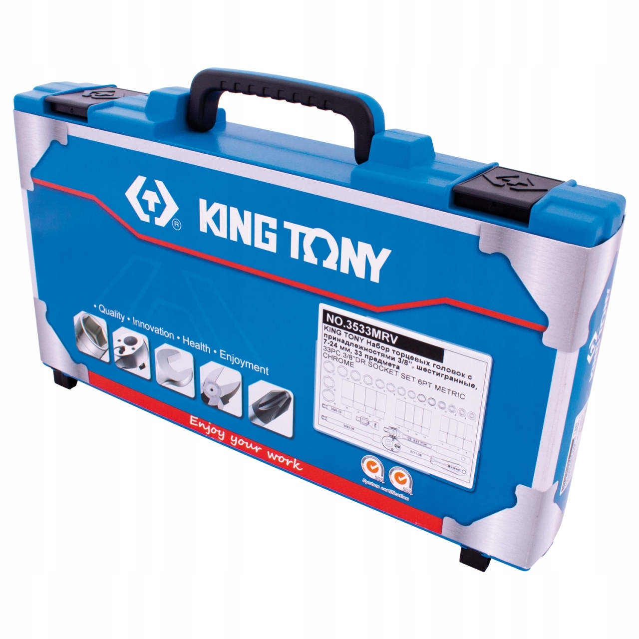 KING TONY ZESTAW NARZĘDZI 3/8" NASADKI 6-kąt. Kod producenta KT3533MRV