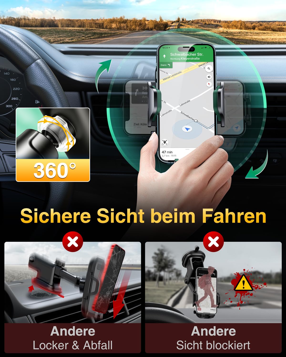 VANMASS Uchwyt Samochodowy 2025 Zielony Do iPhone 16 Pro — miniatura 4