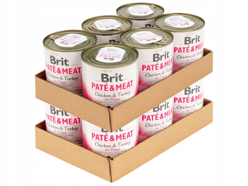 Karma dla psa Brit Pate & Meat Puppy Kurczak z indykiem 12 x 800 g