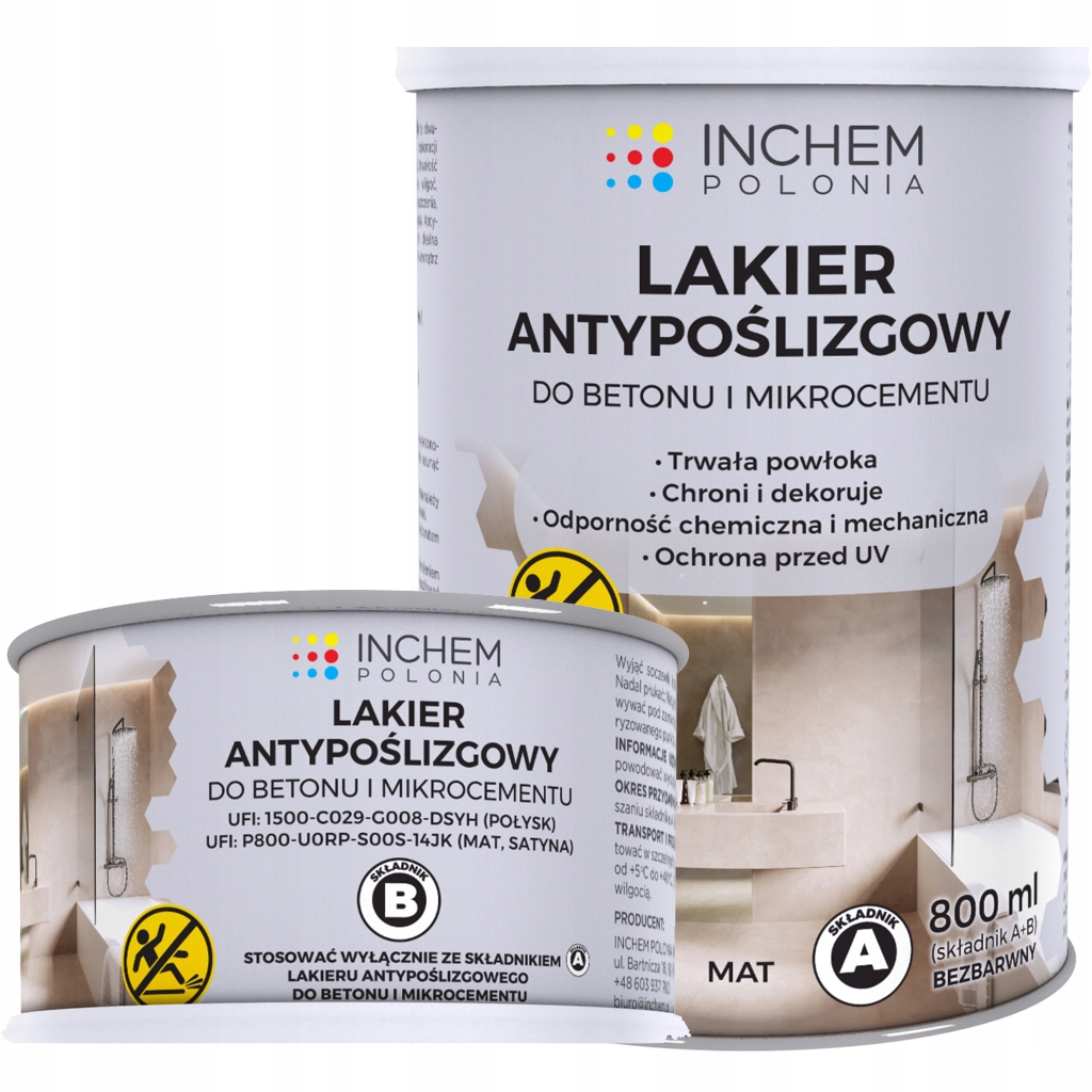 Matowy lakier antypoślizgowy do betonu i mikrocementu A: 800ml B: 150ml