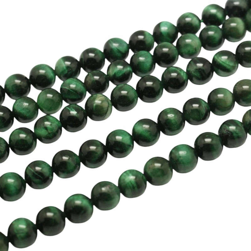 Přírodní Tygří oko Zelený kámen Korálky Koule 6mm Šňůra cca 65ks