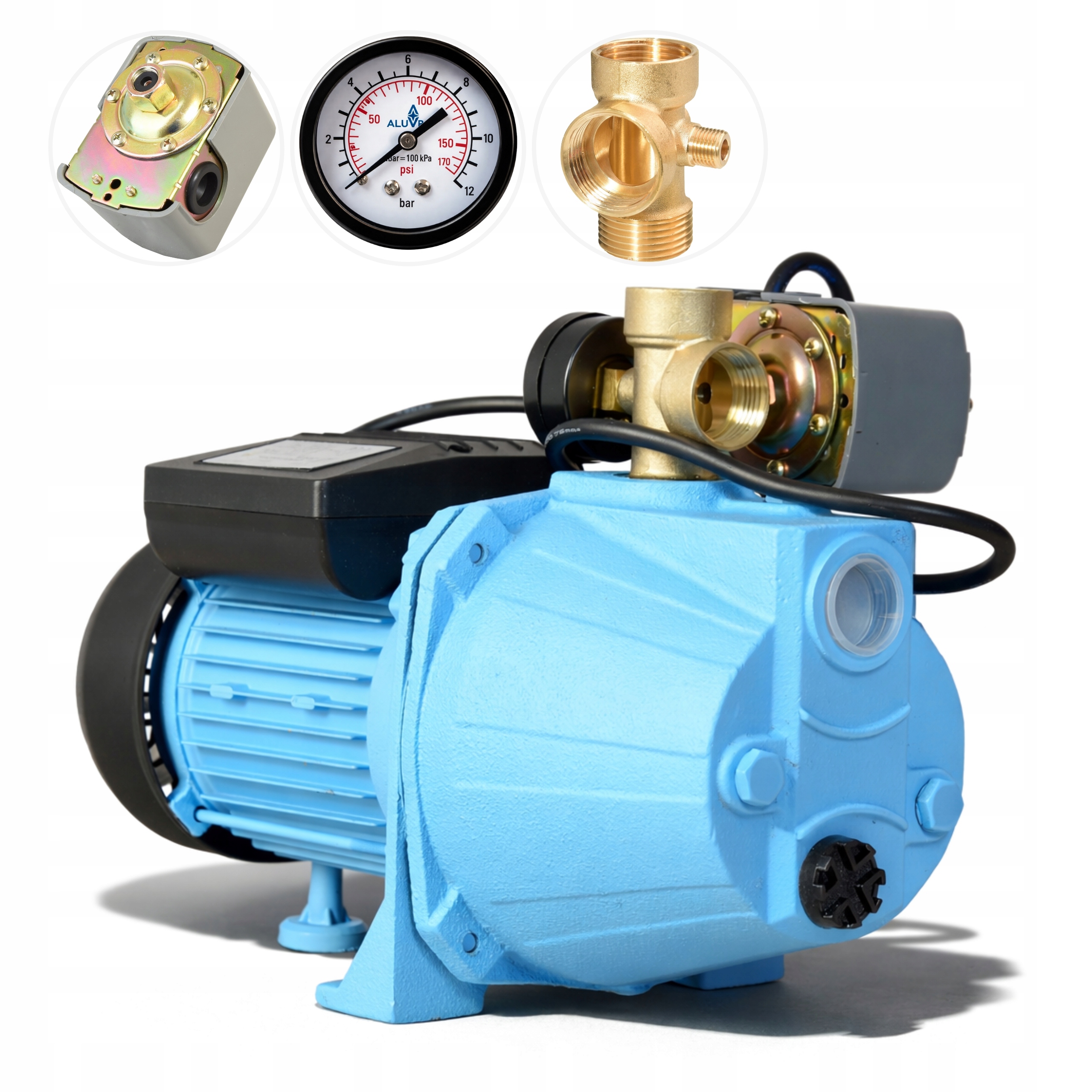 Robustná Vodná Pumpa 1100 W 60 L/min 5 Barov S Príslušenstvom Na Hydroforové Zavlažovanie