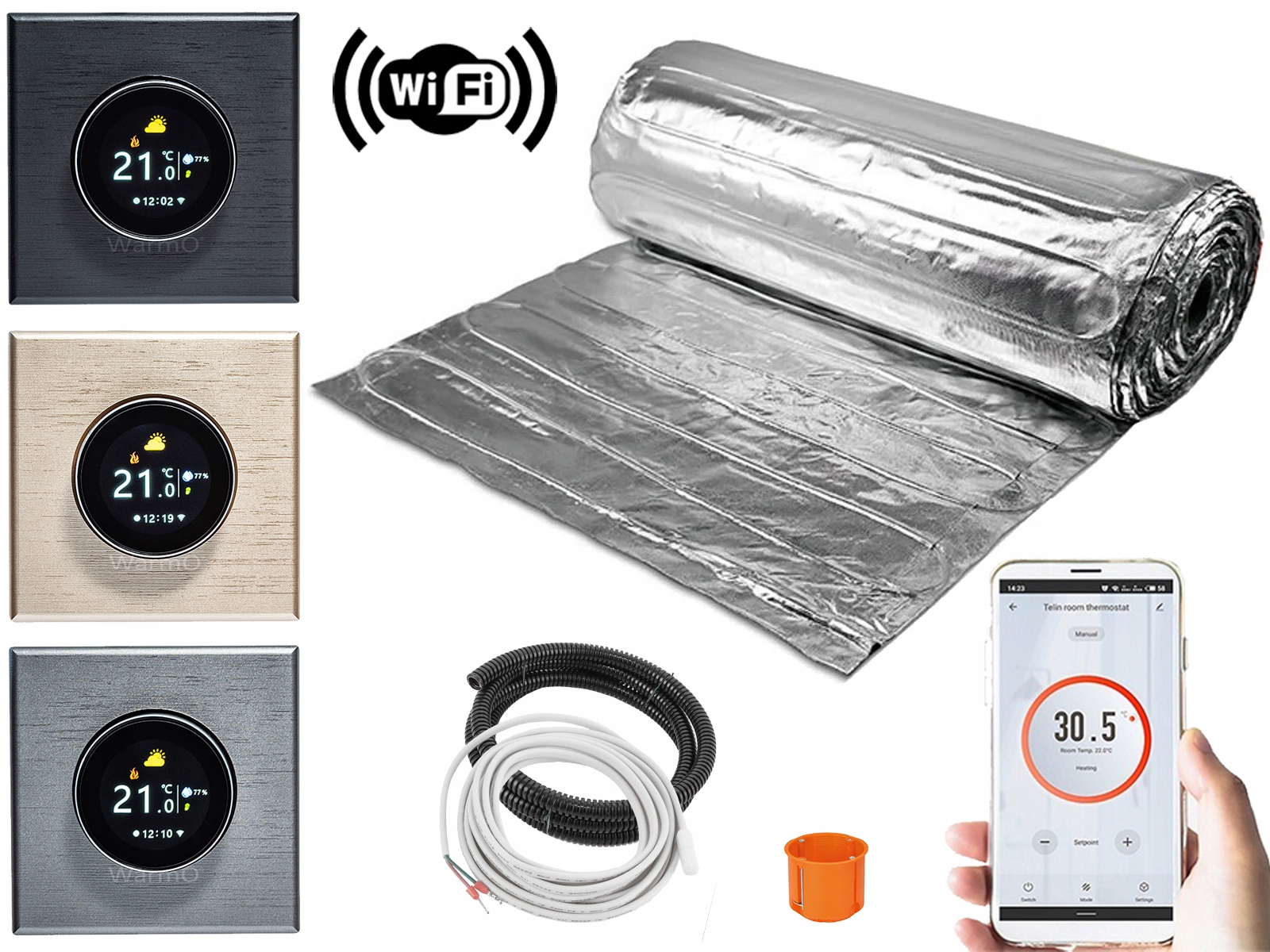 Sada Thermotec Vykurovacia Podložka pod panely 2,5 m2 150 W/m2 Warmo B70 Wifi