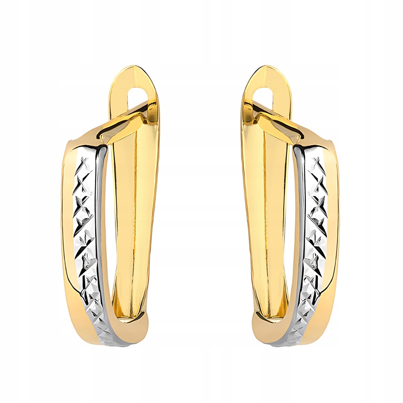 Zlaté Náušnice Dámské pr. 585 Zdobené Diamantové Anglické 14k