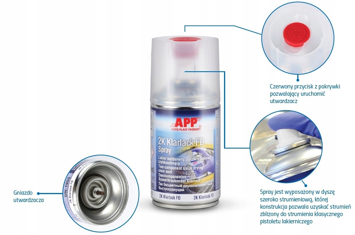 APP 2K LAKIER BEZBARWNY + UTWARDZACZ SPRAY 250 ML Producent APP