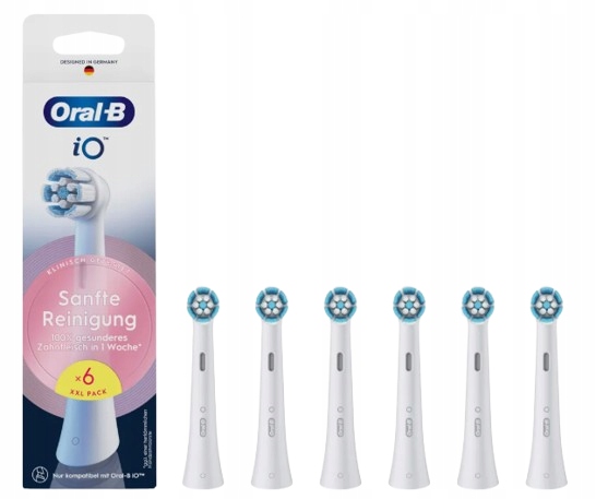 6 szt Oral-B iO Gentle Care końcówki do szczoteczki oryginalne białe