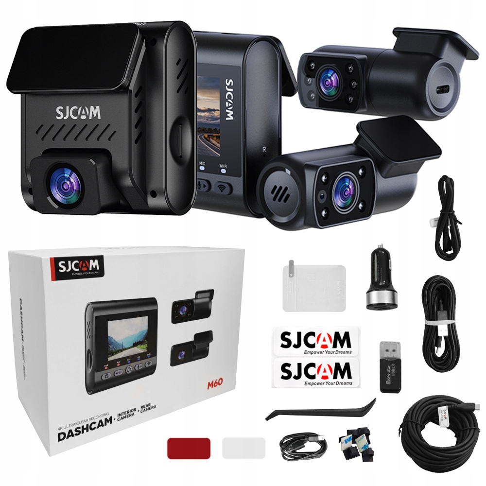 Predná strana zadná strana interiér Automobilový Videorekordér Sjcam M60 Dashcam 4K Wi-Fi