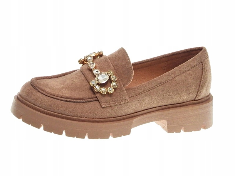 Zamszowe mokasyny półbuty Khaki r.37