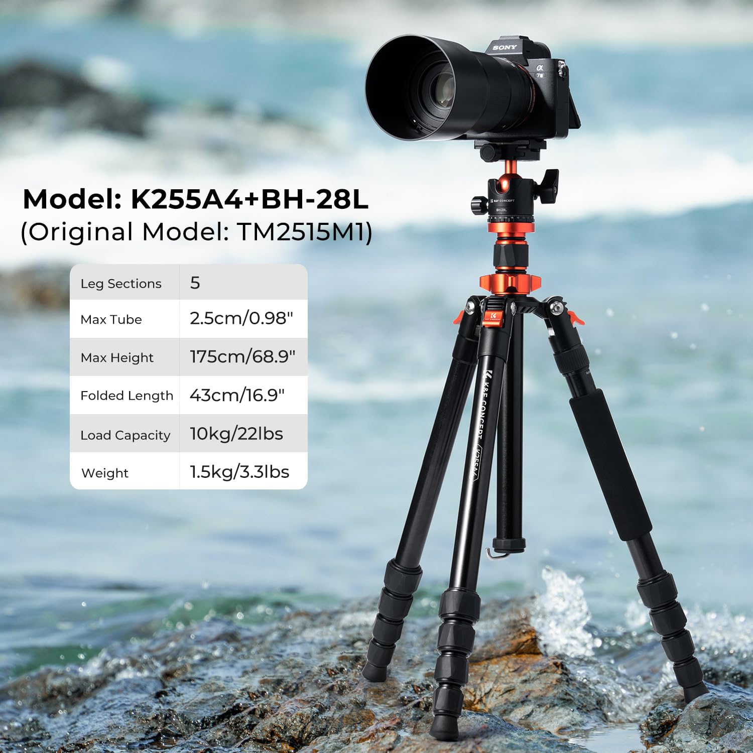 K&F CONCEPT Tripod 360° Head DSLR Canon Nikon Sony Aluminum — miniatura 2