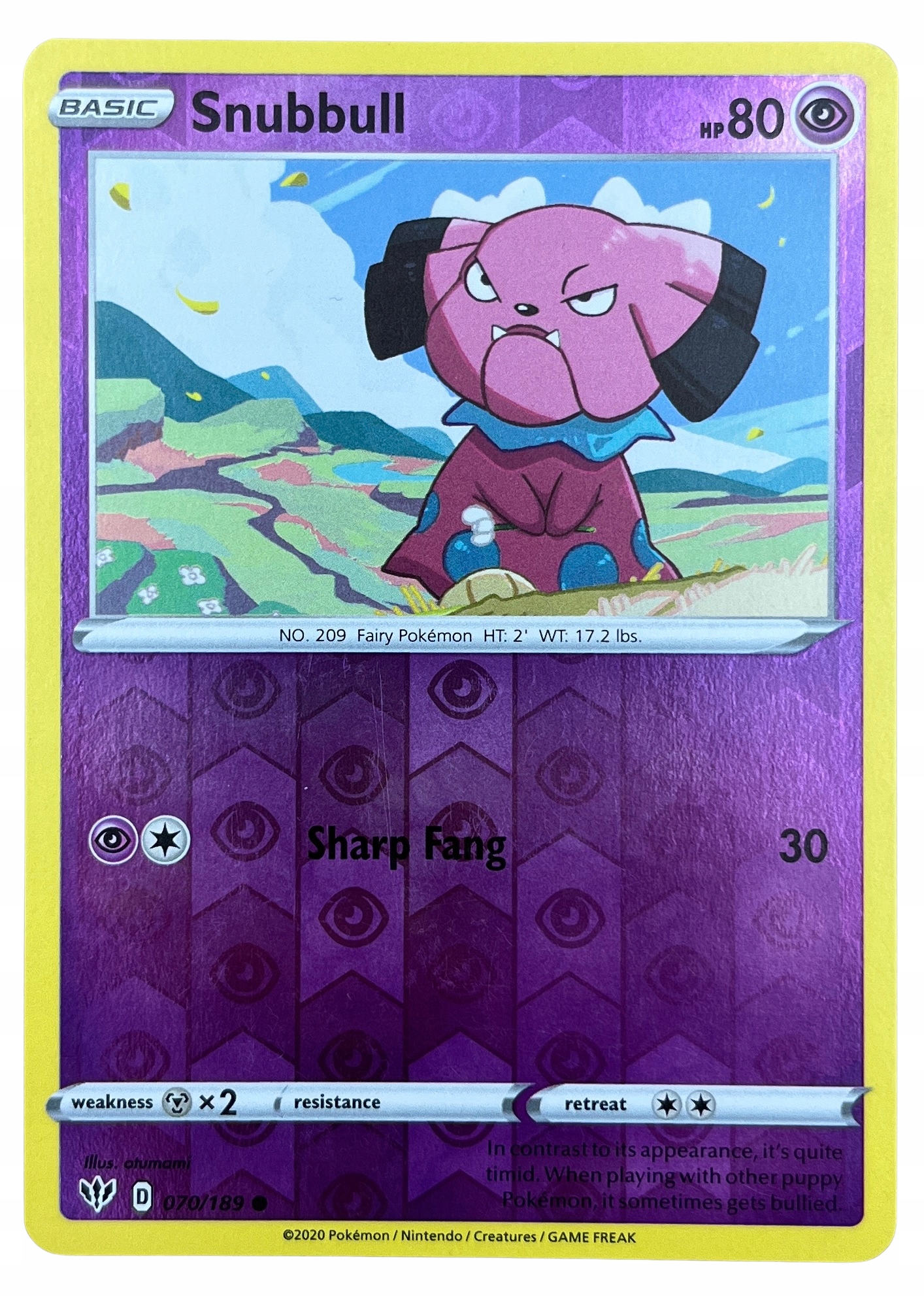 Karta Pokemon Tcg Snubbull (daa 070/189) Darkness Ablaze Common Reverse