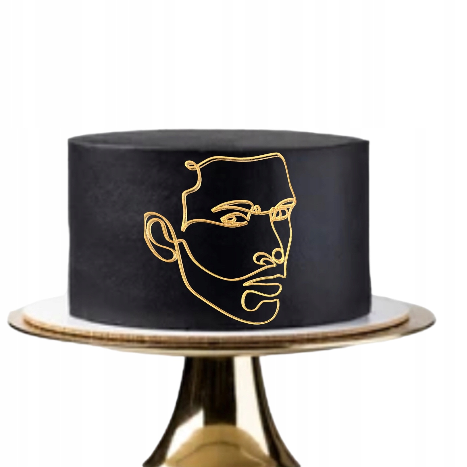 Topper DEKOR NA BOK TORTU TWARZ LINEARNA MEZCZYZNY ZLOTE LUSTRO