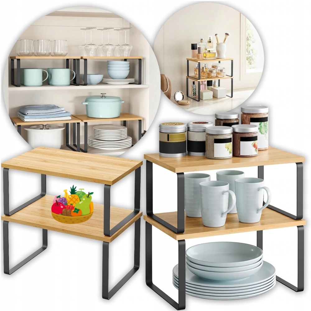 ZESTAW REAGŁ PÓŁKA NA BLAT BAMBUSOWA PODSTAWA SZAFKA NA PRZYPRAWY KUCHNI!