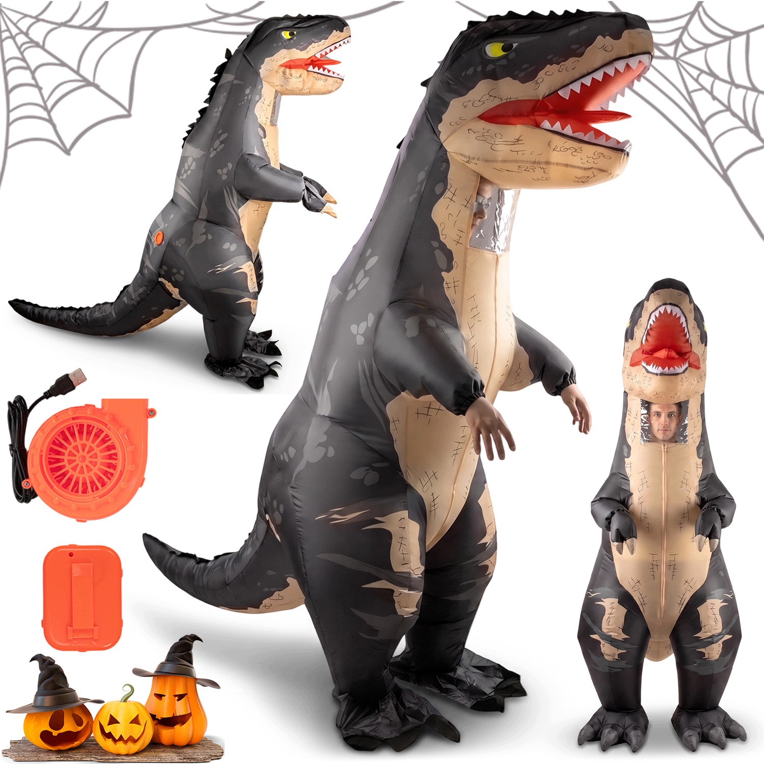 Kostým Nafukovací Převlek Dinosaurus T-rex Jezdec 160-190 CM Unisex