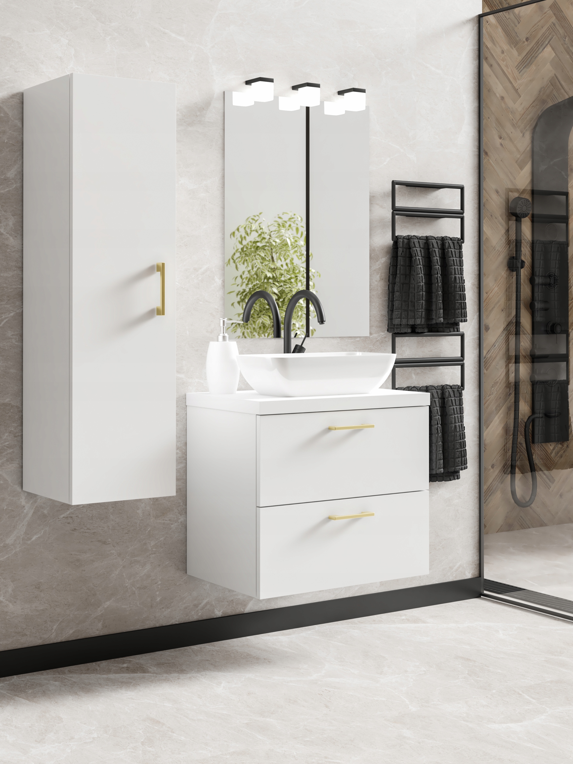 Szafka łazienkowa LUNA 60 GOLD ZŁOTE UCHWYTY PRODUCENT EAN (GTIN) 5905496456391