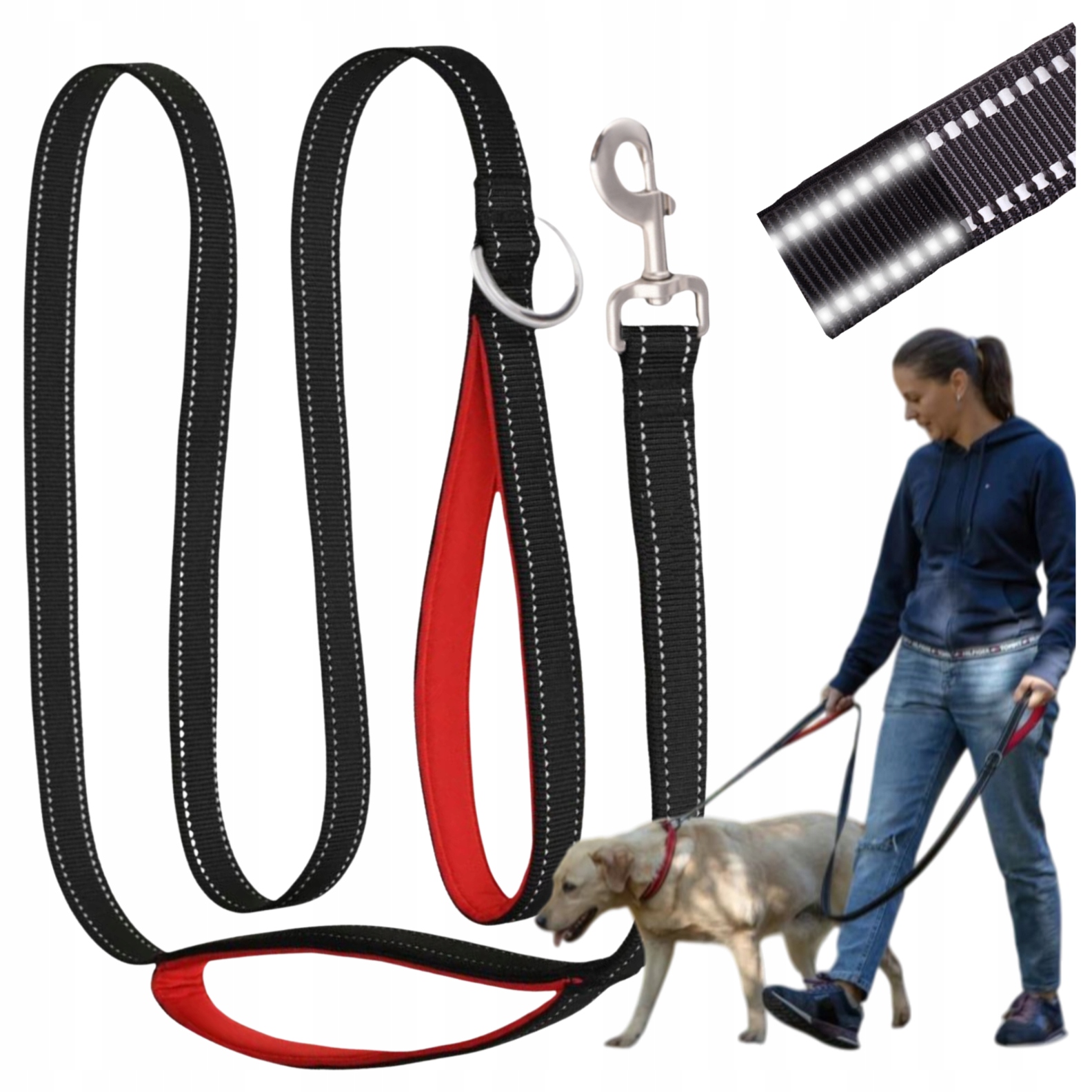 Levně Vodítko Výcvikové Dlouhé Pevné Pro Velkého Psa 5M Solidní Reflexní Prvky