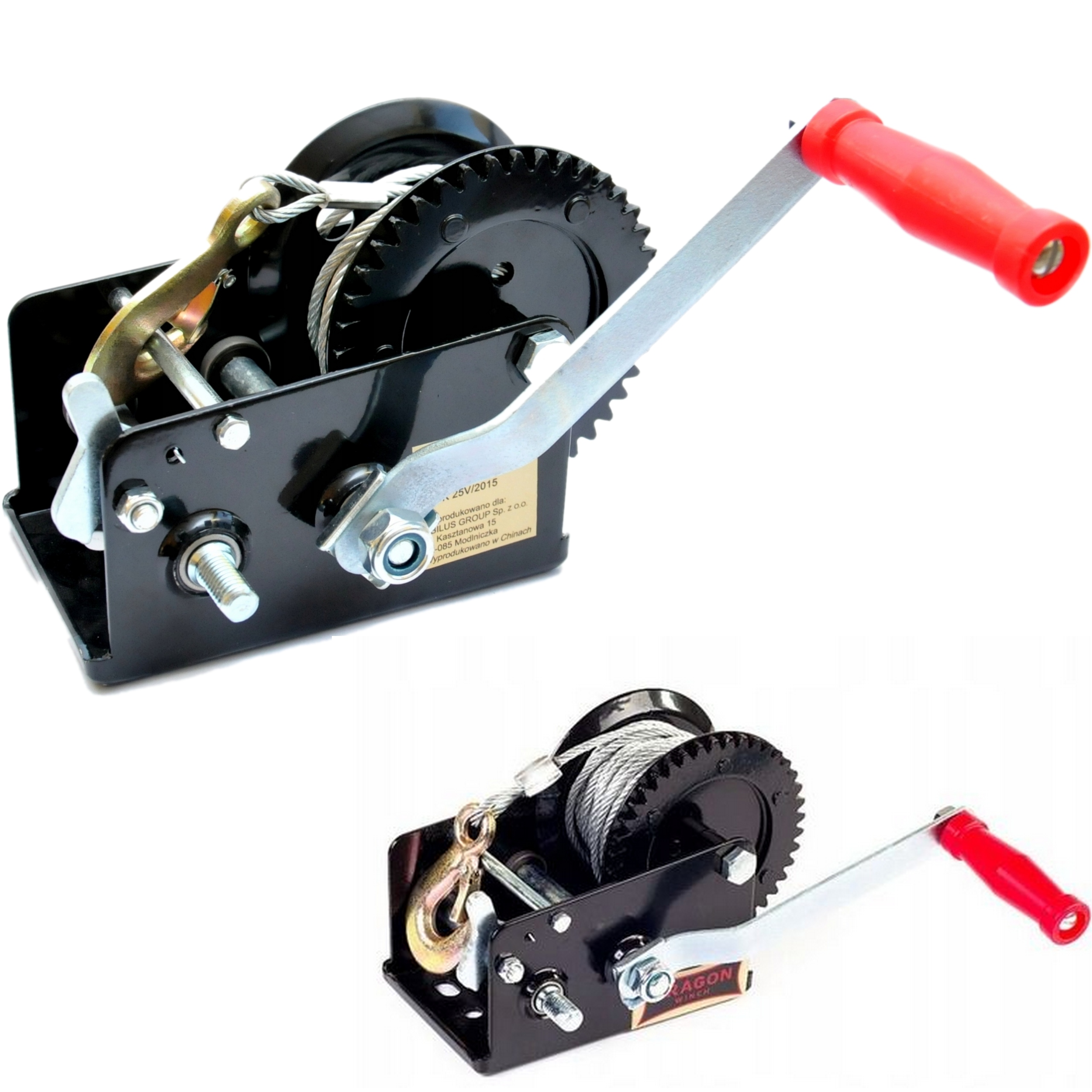 PREMIUM Wyciągarka korbowa 1133kg 2500LB Dwubiegowa mocna DRAGON WINCH