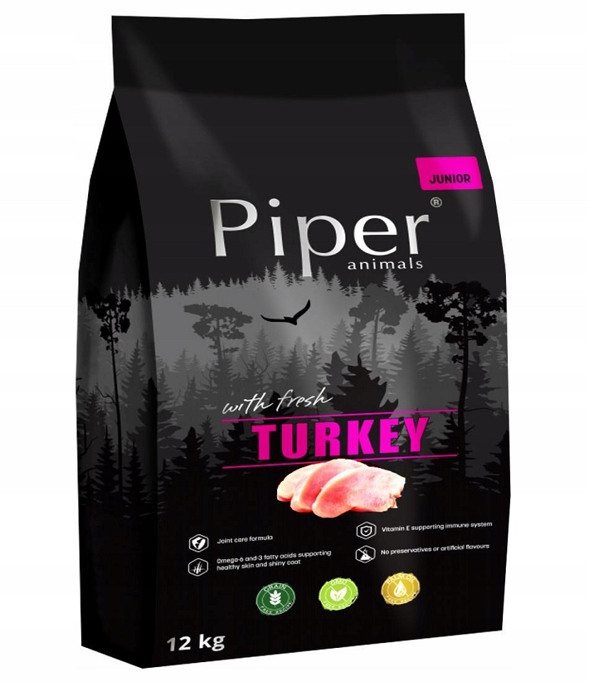 Levně Dolina Noteci Dolina Noteci Piper Animals Junior s krůtím masem 12 kg