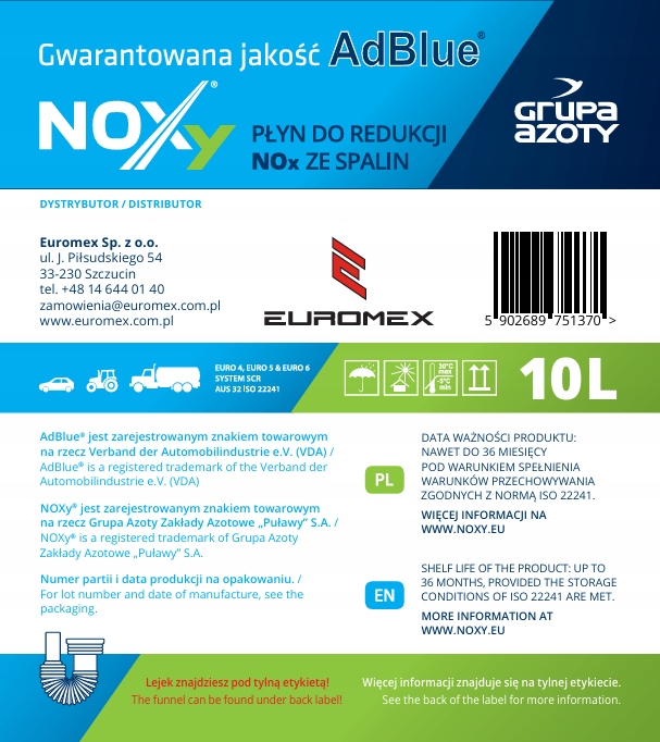 Ad Blue NOXY (z lejkiem) 10L Producent NOXy