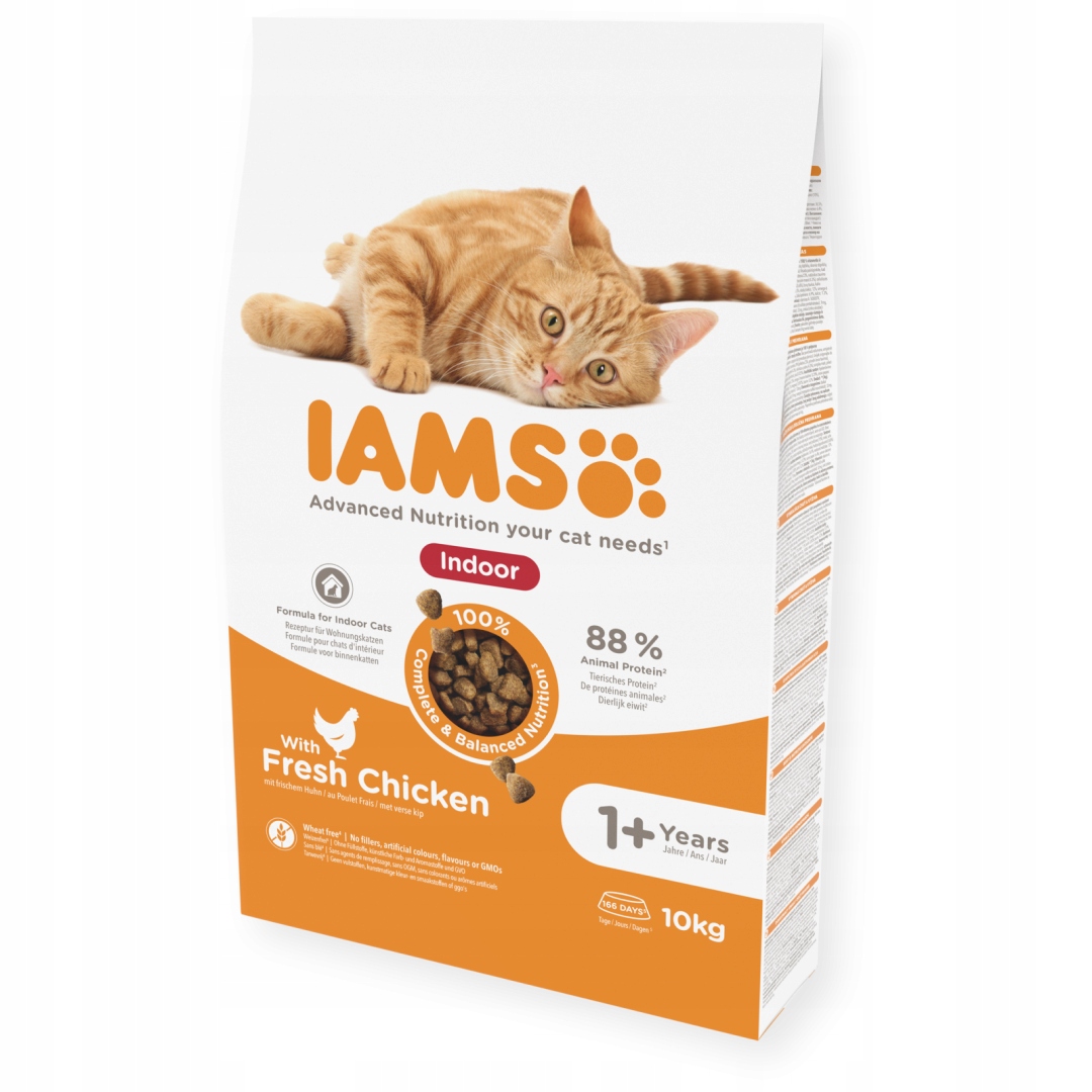 Levně Iams for Vitality Indoor 10kg Suché Krmivo pro nevycházející kočky Kuře