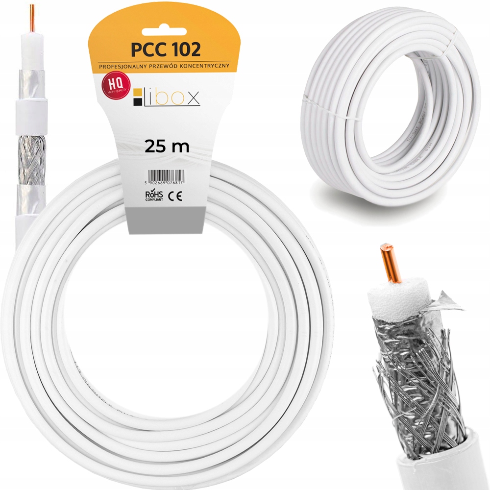 

Kabel Przewód Koncentryczny Antenowy PCC102 Cu 25M