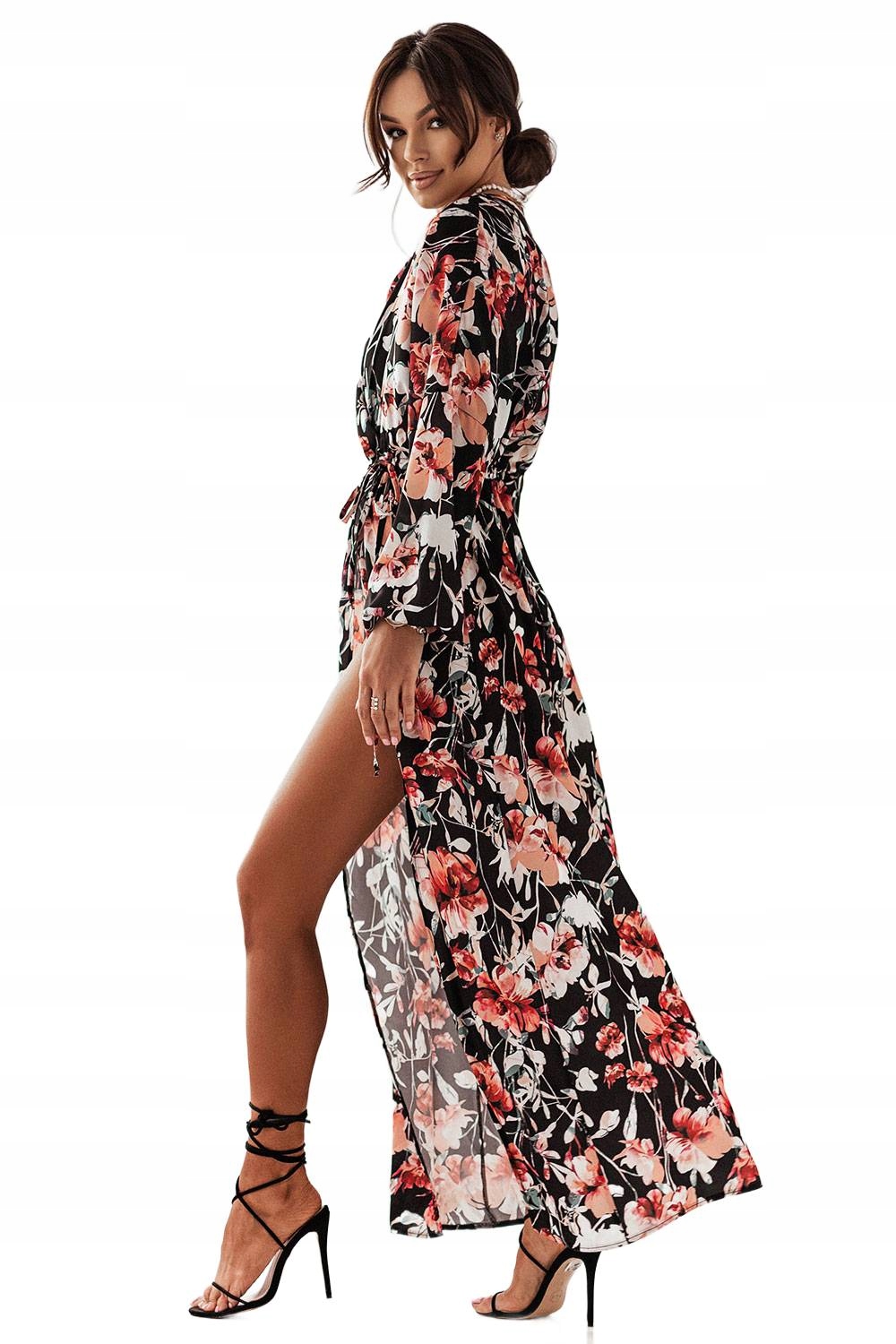 Maxi Šaty Lejla Boho Černé S Květinami, Univerzální