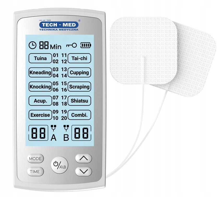 Elektrostymulator Mięśni Tech-med 2 Kanały 20 Trybów Leczenia Bezprzewodowy