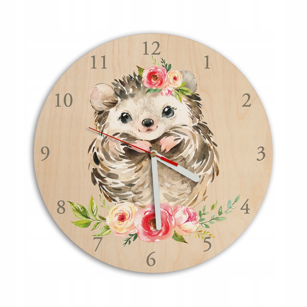 CICHY Zegar ścienny do pokoju dziecka jeż 2 cyfry