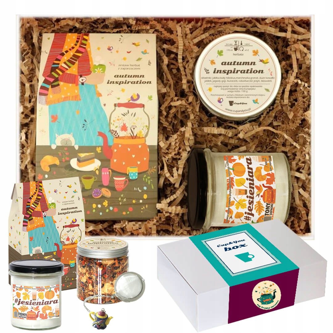 Levně Podzimní dárková krabička na sypané čaje sójová svíčka spařovací jednotka Cup&You