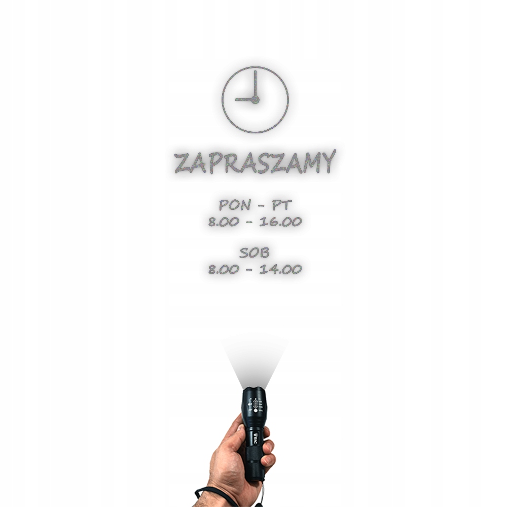 NAKLEJKA NA DRZWI, ZAPRASZAMY + Godziny Otwarcia - ODBLASKOWA| HOLOGRAM EAN (GTIN) 5904689688311