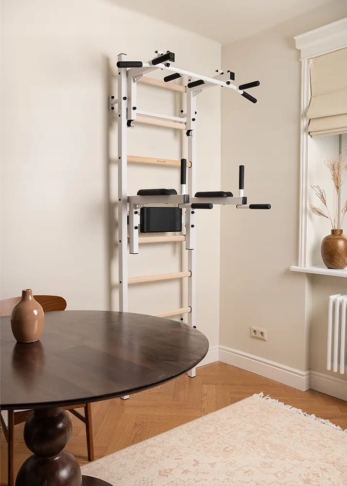 DRABINKA GIMNASTYCZNA+DRĄŻEK+PORĘCZ BIAŁY BENCHK Model BenchK 232W