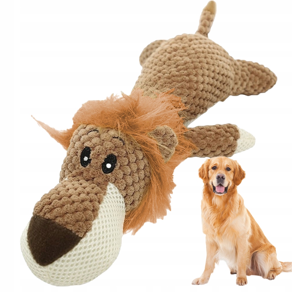 Levně Plyšák Hračka lev pro střední psy, odolná interaktivní hračka 36 cm