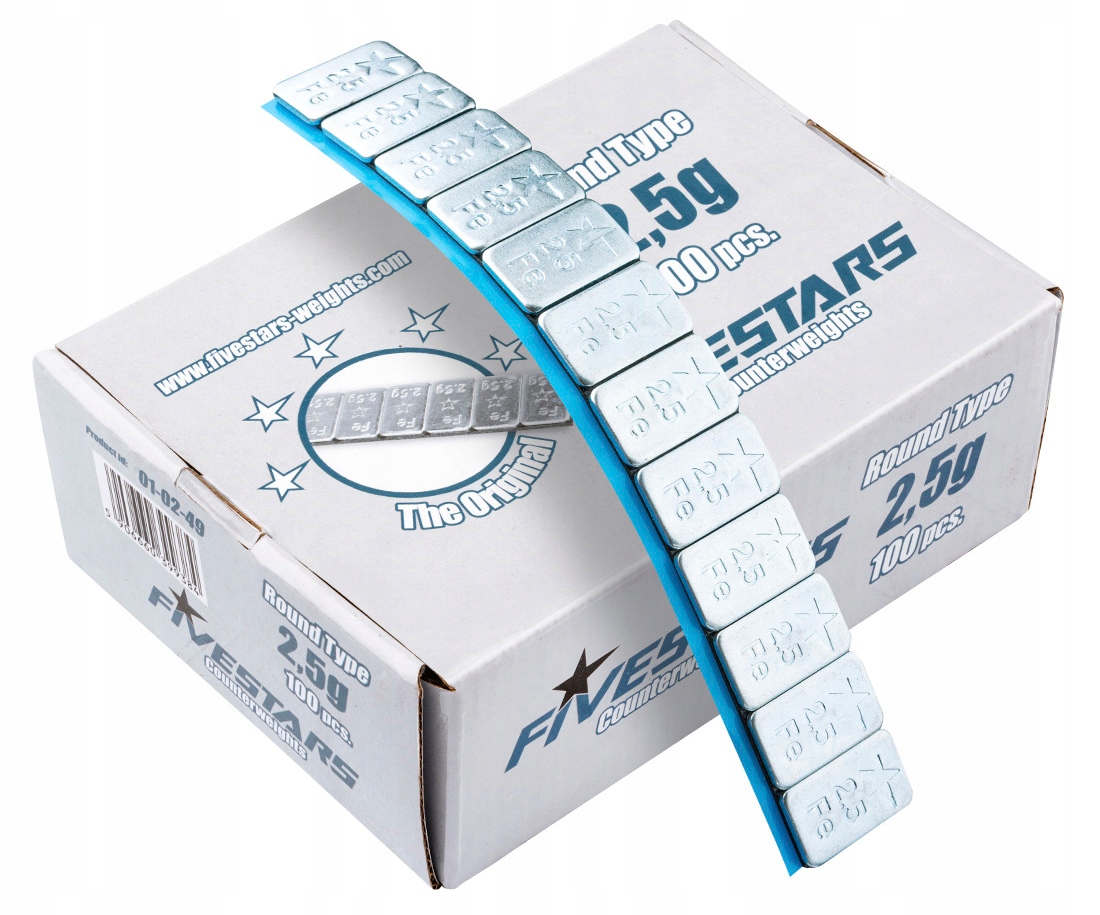 Ciężarki SLIM Płaskie FIVESTARS 2,5g Szeroka Taśma 100 pasków