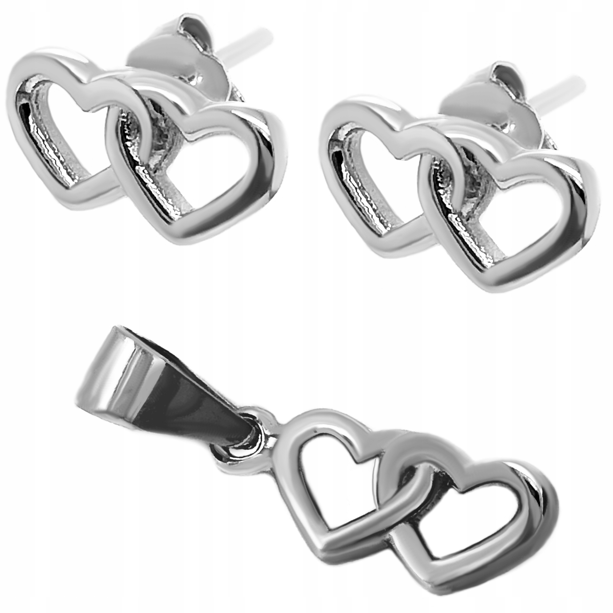 

Komplet Biżuterii Srebrnej Serca Serduszka