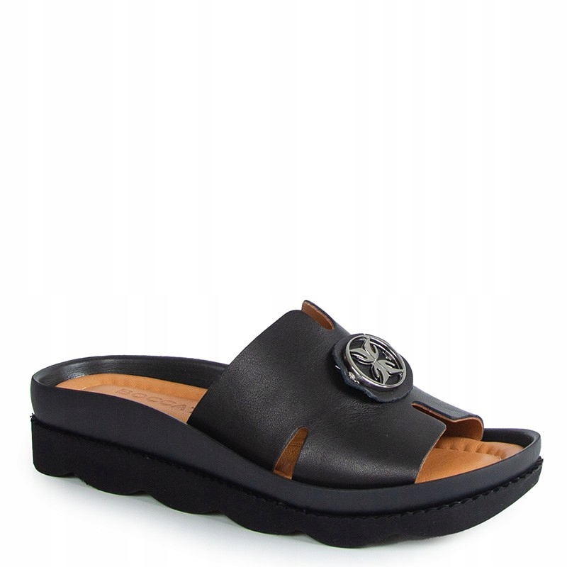 Boccato 031.1074 Černé Kožené Nazouváky S Ozdobou 39