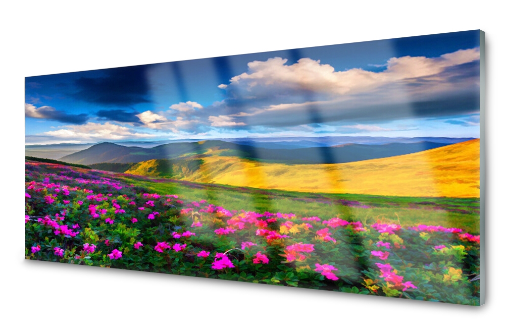 

Panel szklany do kuchni Łąka Kwiaty 125x50