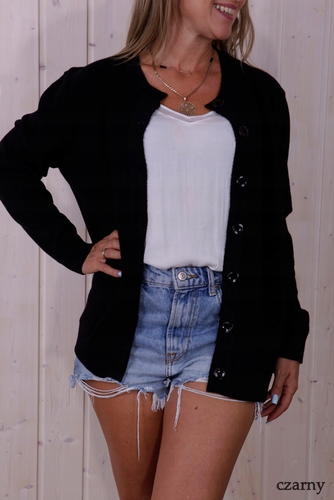 CIEPŁY PROSTY SWETER ROZPINANY GUZIKI KOLORY XL/2X Materiał dominujący bawełna