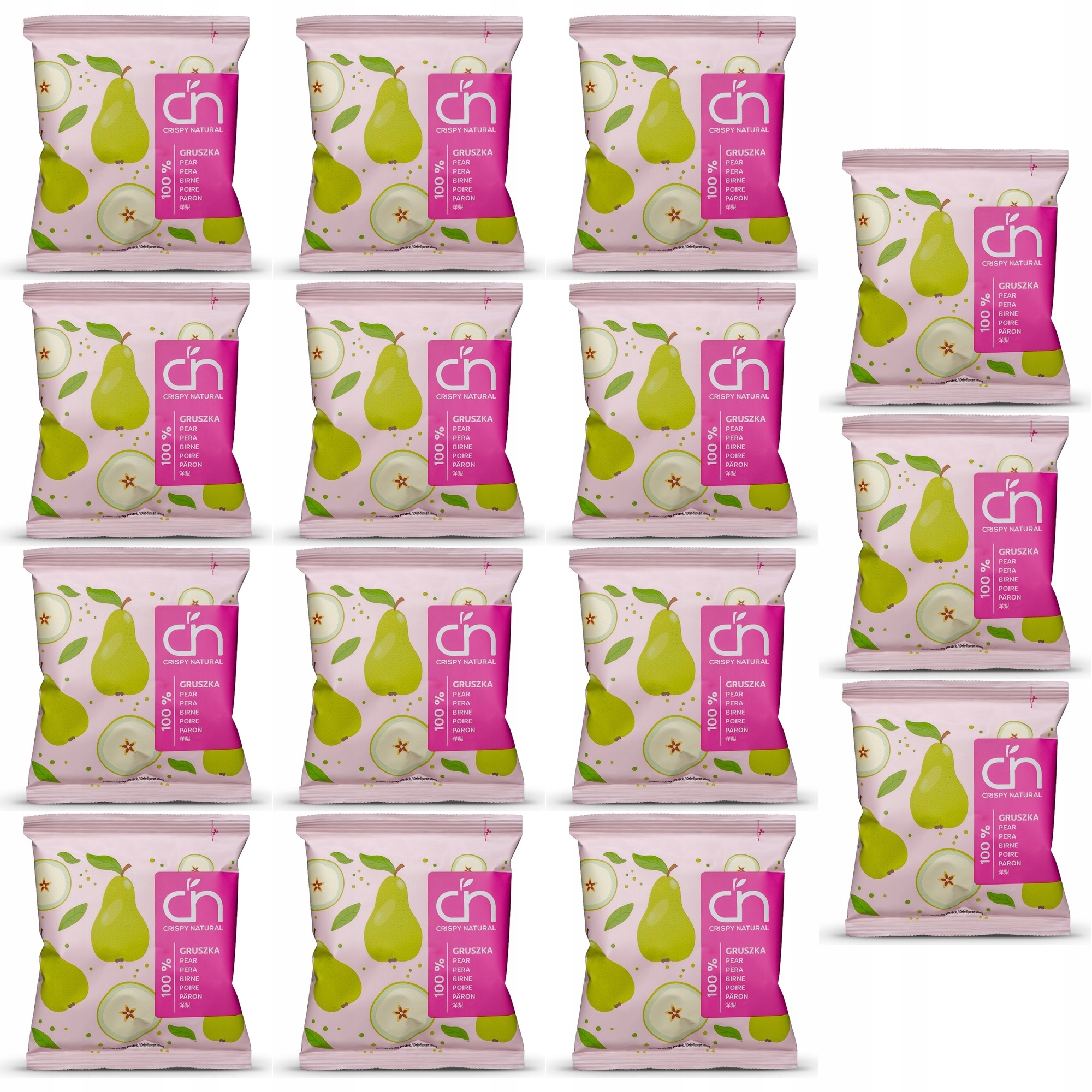 Zestaw Crispy Natural Gruszka 100% Suszone chipsy z gruszki 18g 15 szt.