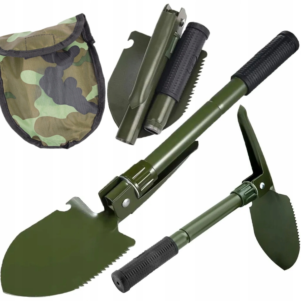 Wielofunkcyjna Saperka z Kompasem i Otwieraczem Składana Łopata Kilof Piła
