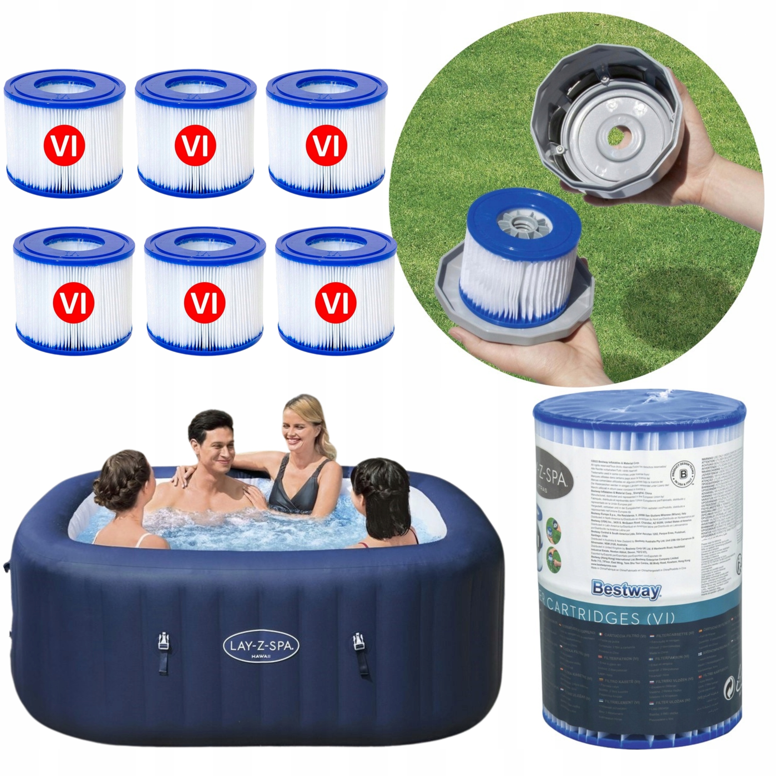 6x Filtr filtry do pompy Lay Z Spa Bestway 60311Lay-Z-SPA typ VI