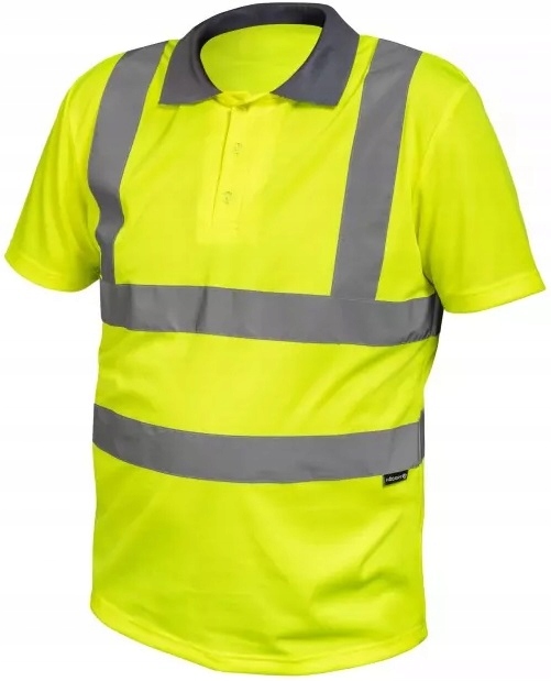 KOSZULKA POLO robocza męska ODBLASKOWA OSTRZEGAWCZA żółta WYSOKA JAKOŚĆ L