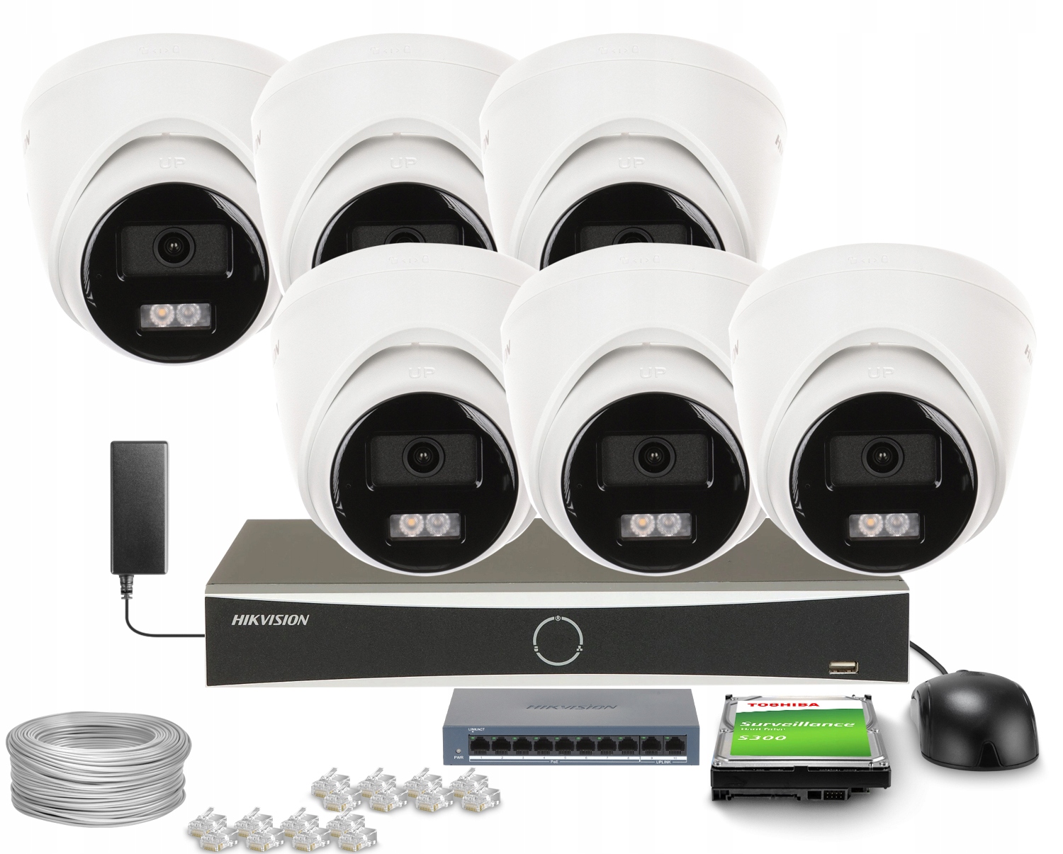 Sada na monitorovanie 6x DS-2CD1383G2-LIUF/SL Smart Hybrid Light 4K