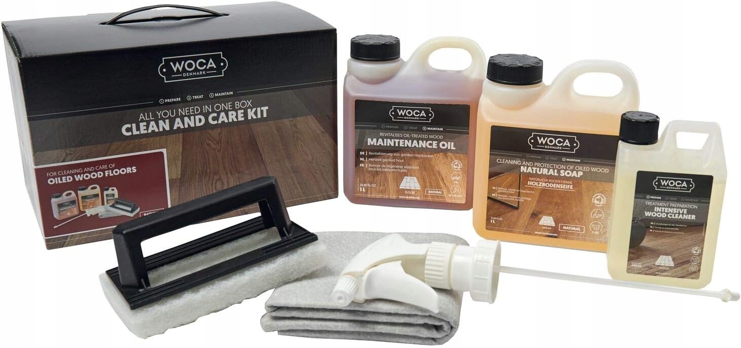 Woca Clean and Care Kit Natural sada pro péči o olejované podlahy