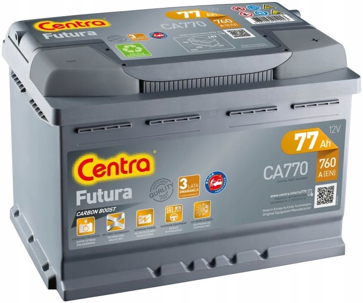 AKUMULATOR CENTRA FUTURA 77AH 760A P+