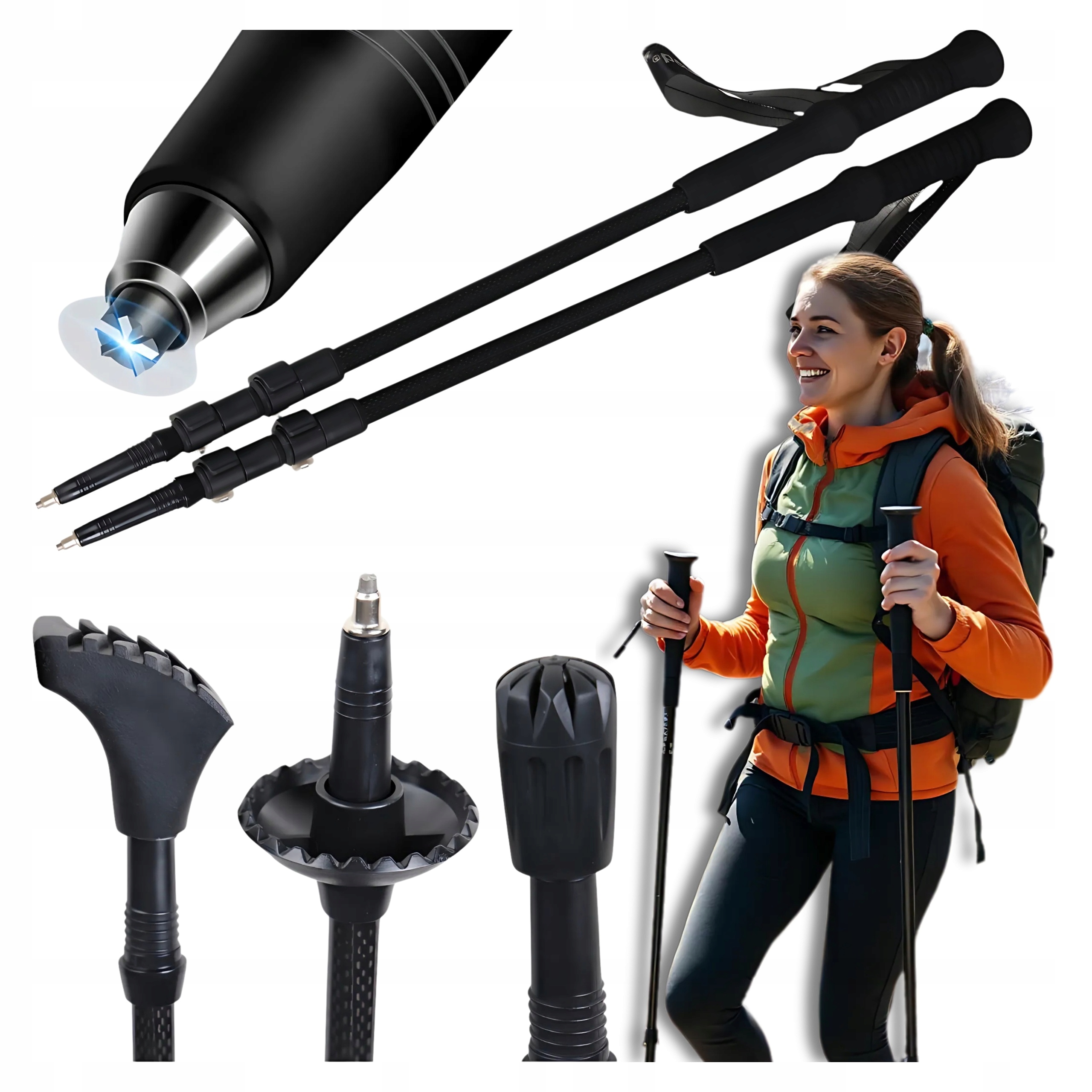 Trekingové Hole karbonové uhlíkové vlákno nordic walking hory