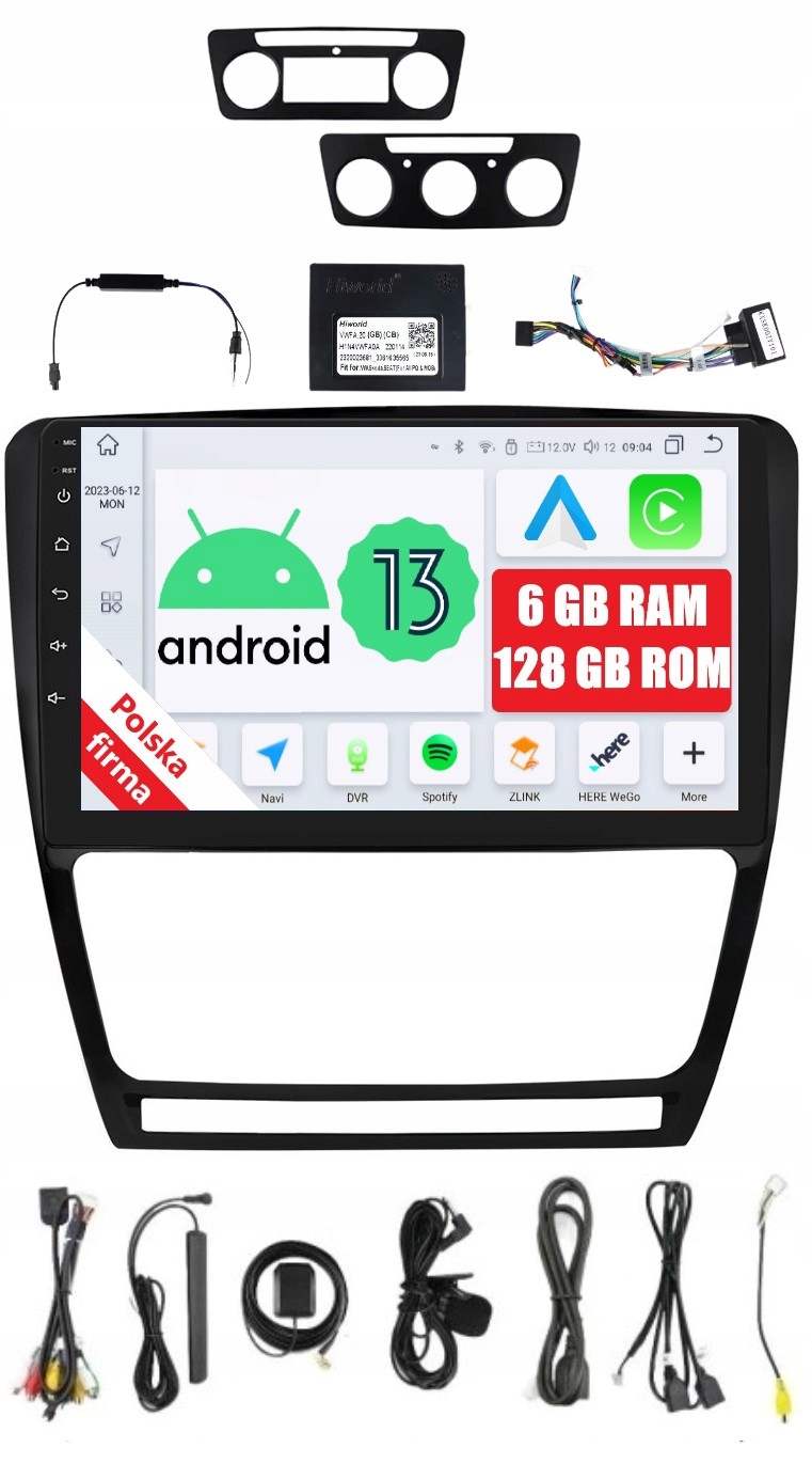 Rádio 2DIN Navigácia Android Škoda Octavia 2 II Dsp Carplay 6/128 Gb Lte