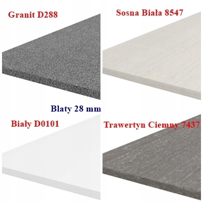MEBLE KUCHENNE TORINO/ RED/ BIANKA POŁYSK MDF Kolor blatu szary