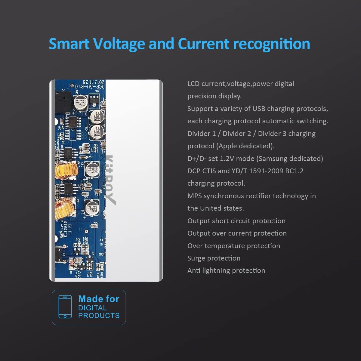 Ładowarka USB z wyświetlaczem LED, 40 W, zasilacz USB, 8 portów — miniatura 8